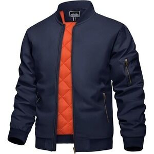 Men's Jacket Casual Windproof Bomber Jackets Full Zip Windbreaker Jackets Warm M